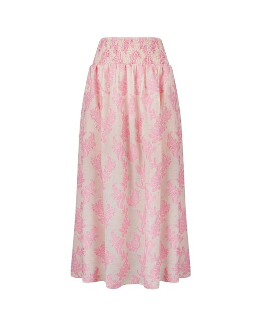 Traffic People Pink Wisdom & Pearls And Floral Embroidered Aurora Maxi Skirt
