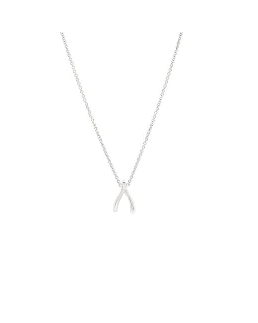 Spero London Metallic Sterling Tiny Mini Wishbone Necklace