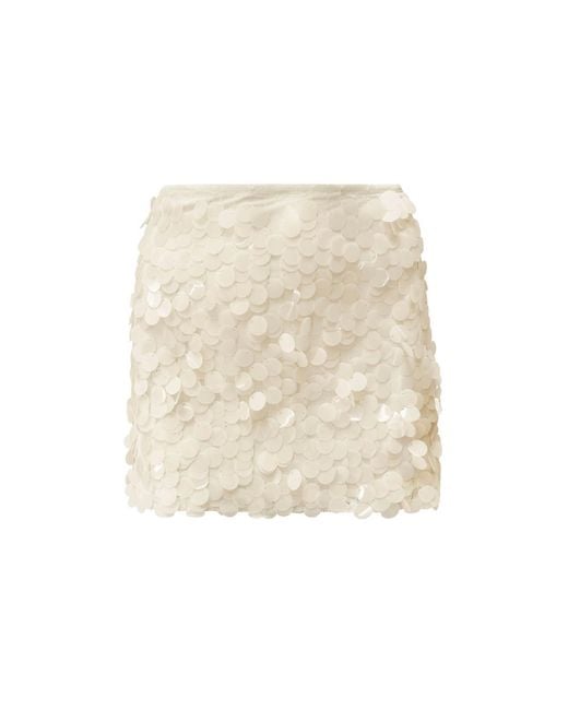 OW Collection Natural Neutrals Pluto Sequin Mini Skirt