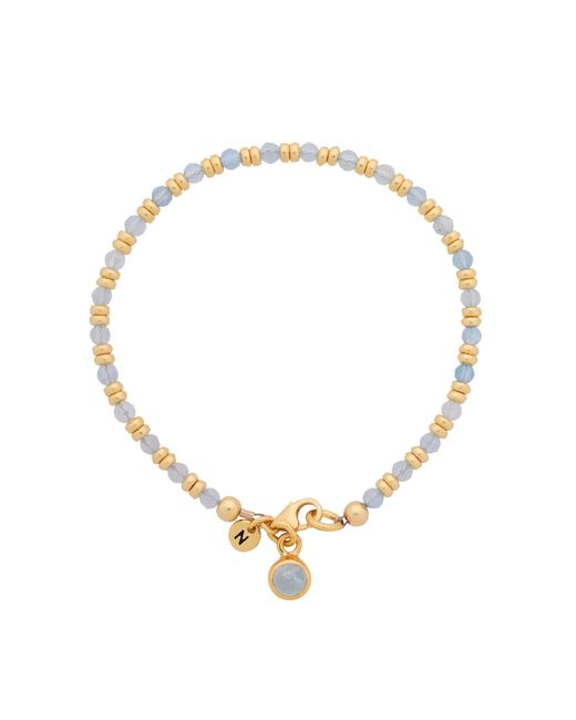 Nellou Jewellery Metallic Linear March Birthstone Bracelet Aquamarine Plated Sterling