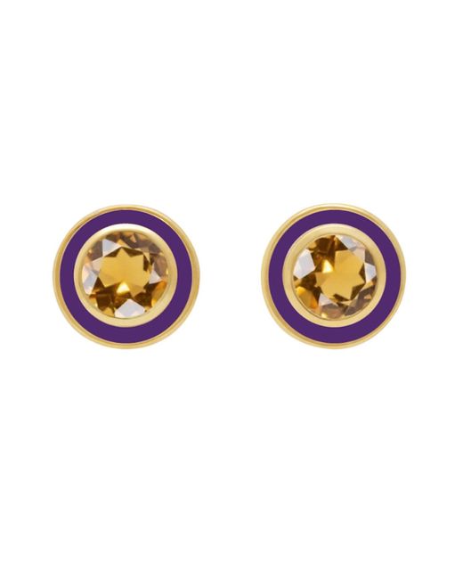 Augustine Jewels Multicolor Citrine Purple Enamel Earrings