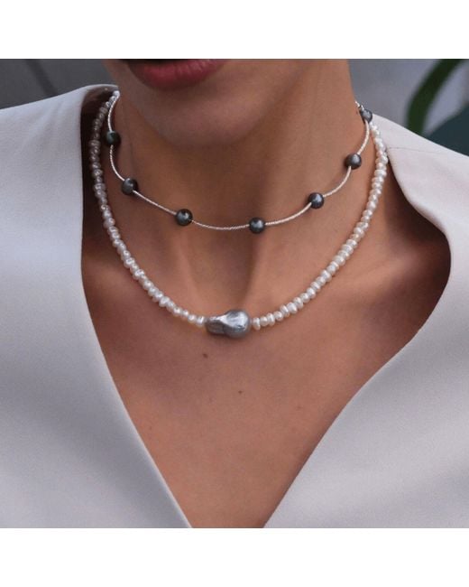 LINYA JEWELLERY Metallic Inka Baroque Pearl Necklace