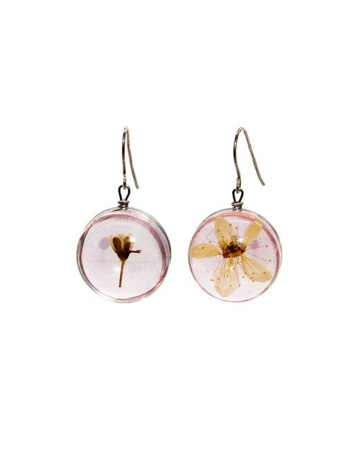 Laura Daili Metallic Neutrals Sakura Bloom Asymmetric Glass Earrings