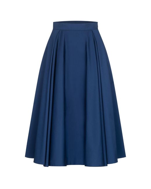 Marianna Déri Blue Pleated Cotton Sateen Skirt