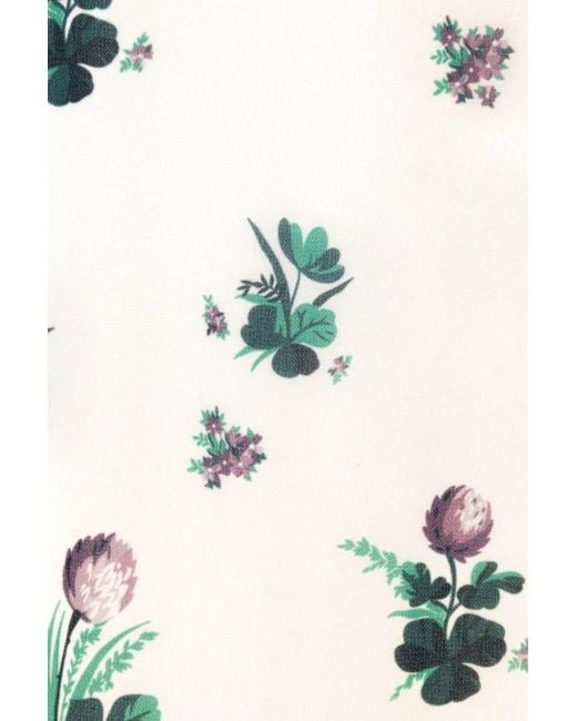 POST MERIDIEM White Floral Short Sleeve Midi Dress