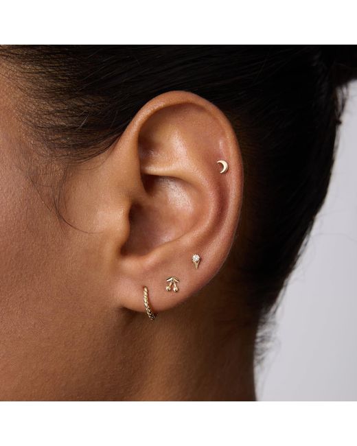 Vanhi White 14K Solid Moon Flat Back Stud