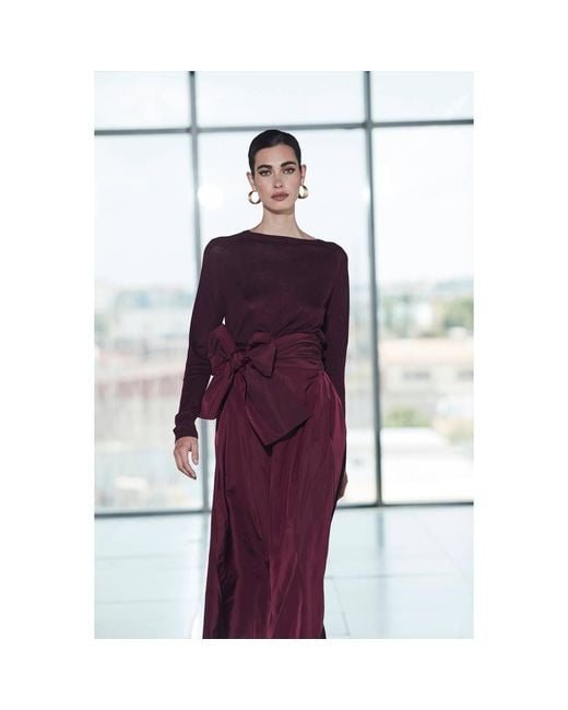 The Extreme Collection Purple Plum Midi Skirt Taffeta With Waist Bow