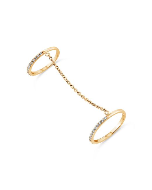 SALLY SKOUFIS Metallic Highbeam Duo Ring With Made Diamonds