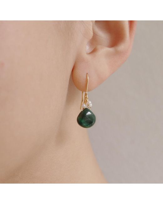 MOUNIR LONDON Green Malachite And Pearl Drop Earrings