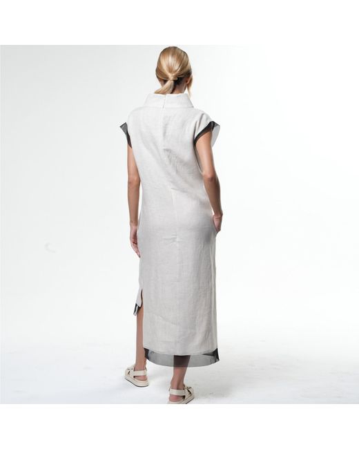 Metamorph White Neutrals Long Linen Dress