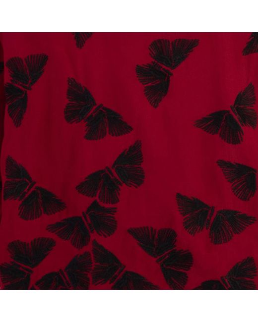Artemis Muse Embroidered Butterflies Wine Short Kimono