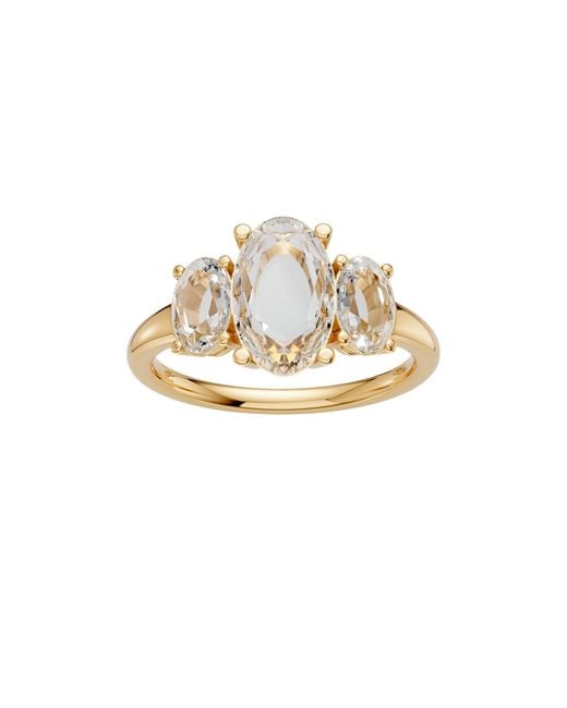 Aya Fine Jewelry Metallic 1.65 Ctw Oval Lab Diamond Three Stone Engagement Ring