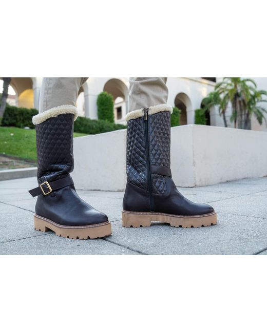 Beautiisoles by Robyn Shreiber Made in Italy Brown Tulsa Leather Lug Sole Winter Boot