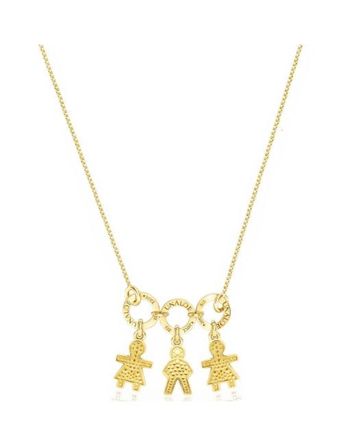 Unaloe Metallic Vermeil Three Baby Star Necklace – Pavé Girl And Boy Charms, Personalised Family Keepsake Fine Jewellery