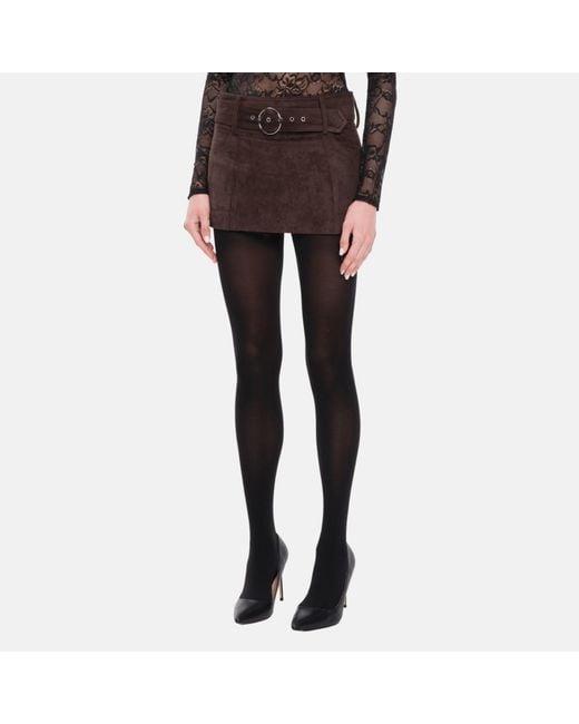 OW Collection Brown Zelda Faux Suede Mini Skirt