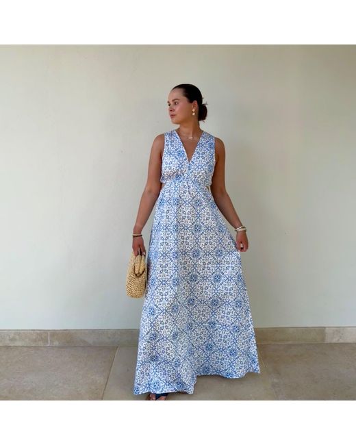 The Etta Collection Blue Augusta Maxi Dress