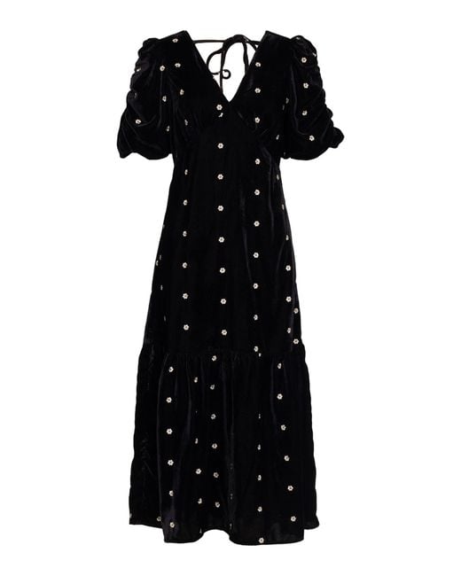Rose & Nancy Black Mila Velvet Midi Dress