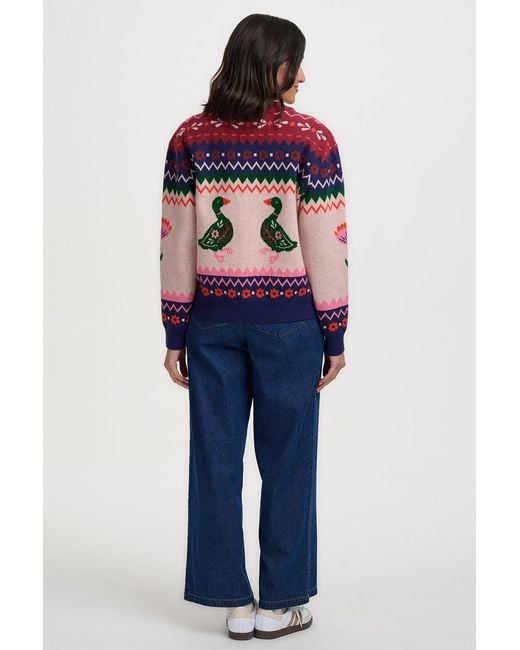 Sugarhill Pink Solana Knitted Bomber Jacket Ducks