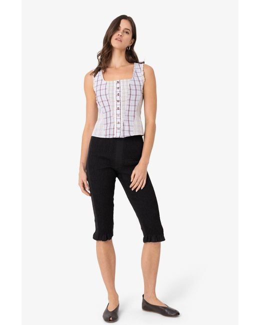 Amy Lynn Pink Brittany Multi Check Cotton Blend Frill Top