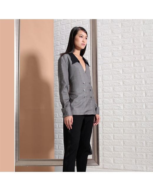Smart and Joy Gray Long Double Breasted Tailor Shirt