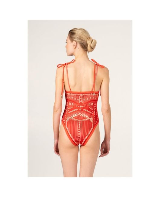 Jessie Zhao New York Red Sunset Safari Reversible One Piece Swimsuit