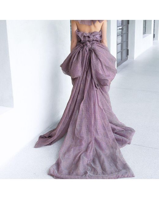 Miro Misljen Purple Amethyst Cascade Convertible Gown