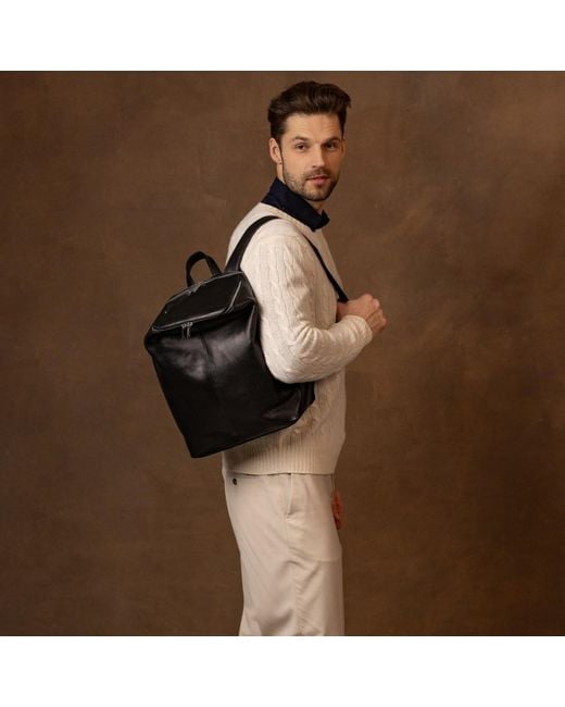 Time Resistance Black Leather Backpack For