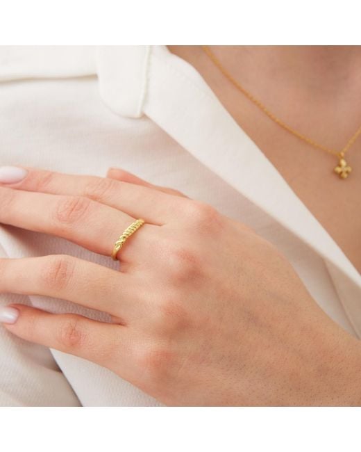 Spero London Metallic Twisted Screw Sterling Ring