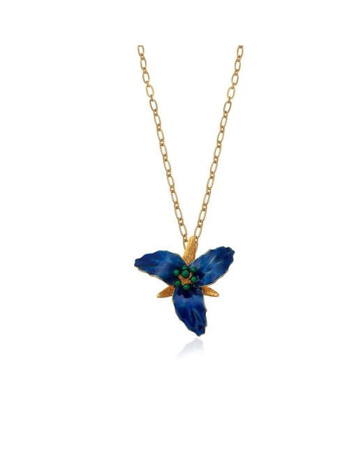 Milou Jewelry Blue Lily Flower Necklace