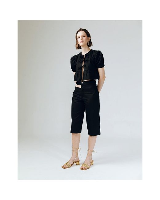 Ats the Label Black Neutrals Flair Ribbon Crop Top