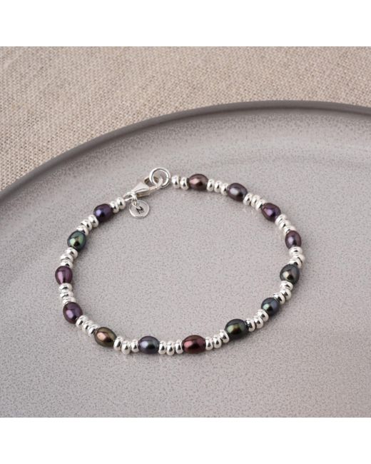 Nellou Jewellery Metallic Ellen Gem Peacock Pearl Bracelet Sterling