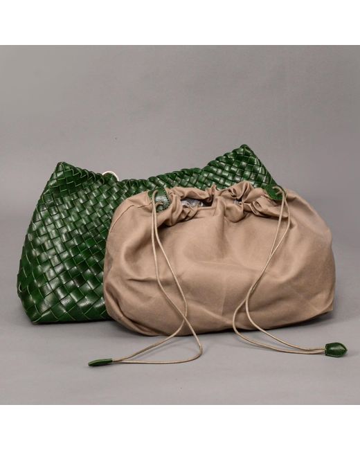 Rimini Green Hand Woven Shoulder Bag 'Donna'