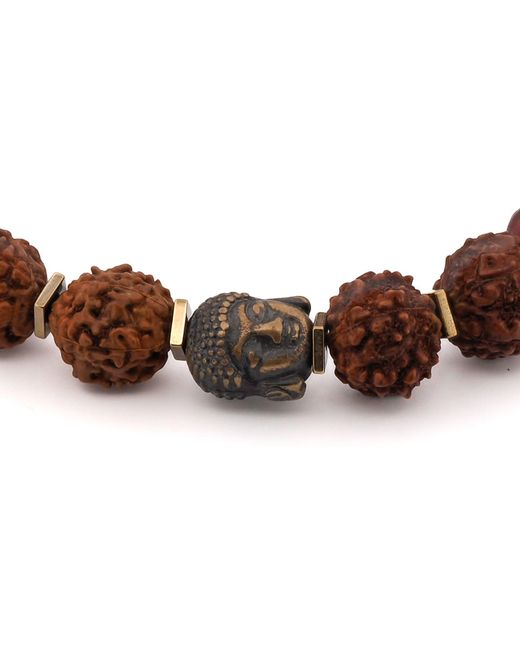 Ebru Jewelry Brown Energy Stone Tibet Rudraksha Buddha Beaded Bracelet for men