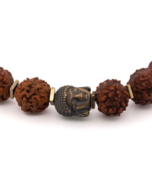 Ebru Jewelry Brown Energy Stone Tibet Rudraksha Buddha Beaded Bracelet for men