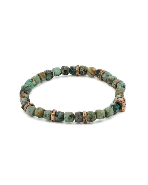 Ebru Jewelry Green King Skull Stone Good Fortune Beaded Bracelet for men