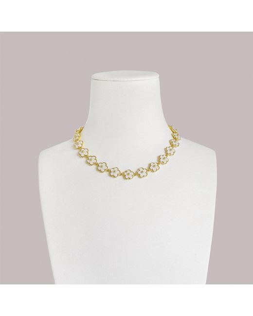 POPORCELAIN Metallic Porcelain Daisy Cluster Necklace