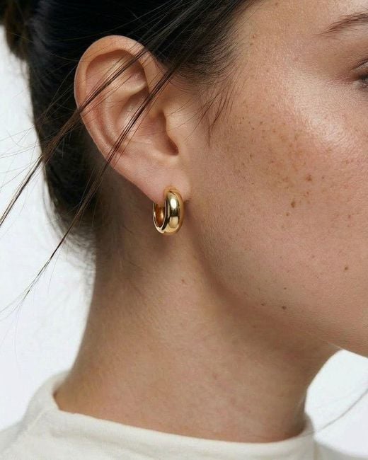 Elk & Bloom Metallic Chubby 14K Huggie Hoops