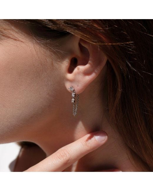 Spero London Metallic Fine Diamond Linked Tennis Earrings