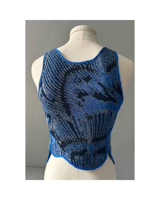 Essien & Emre Blue Wave Sleeveless Top Hand Made One-Of-A-Kind