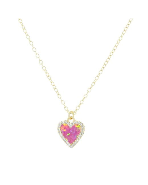 KAMARIA Metallic Mini Opal Heart Necklace With Crystals