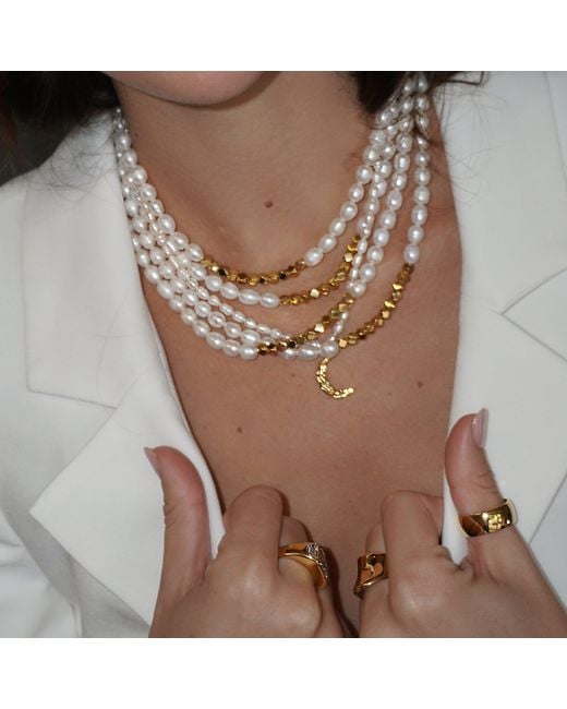 Mickey's Girl White Lucky Pearls + Beaded Necklace