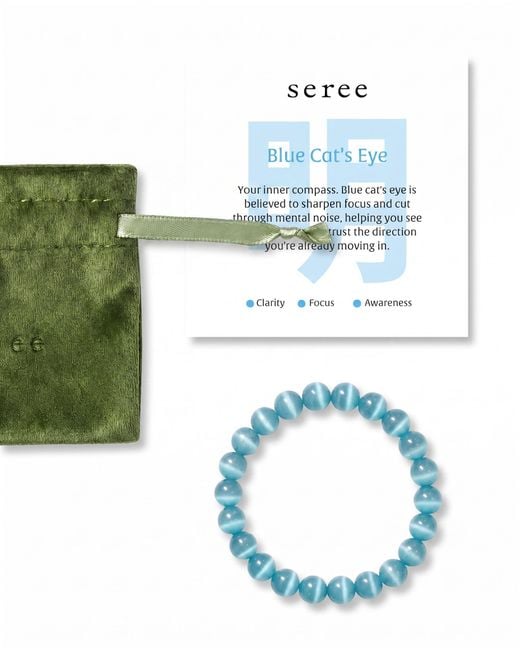 seree Blue Manifest Clarity Cat's Eye Beaded Bracelet