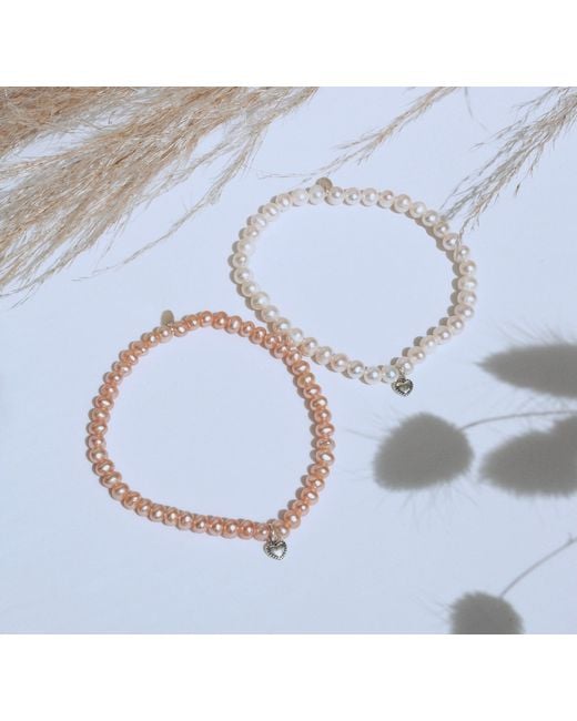 FV Jewellery Metallic La Pierre Fresh Water Pearl Stretchy Bracelet