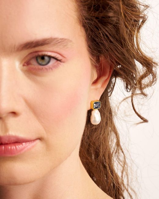 Kybele Studio White Bloom Drop Earrings