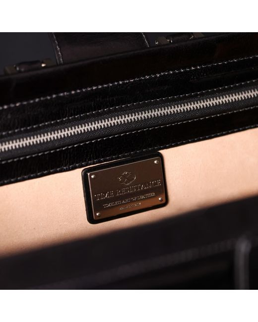Time Resistance Black Large Leather Briefcase for men