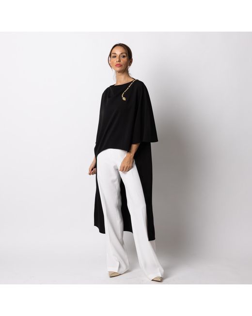 Laines London Black Laines Couture Asymmetric Blouse Cape With Embellished & Gold Wrap Snake