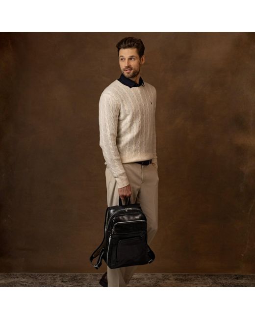 Time Resistance Black Large Leather Backpack for men