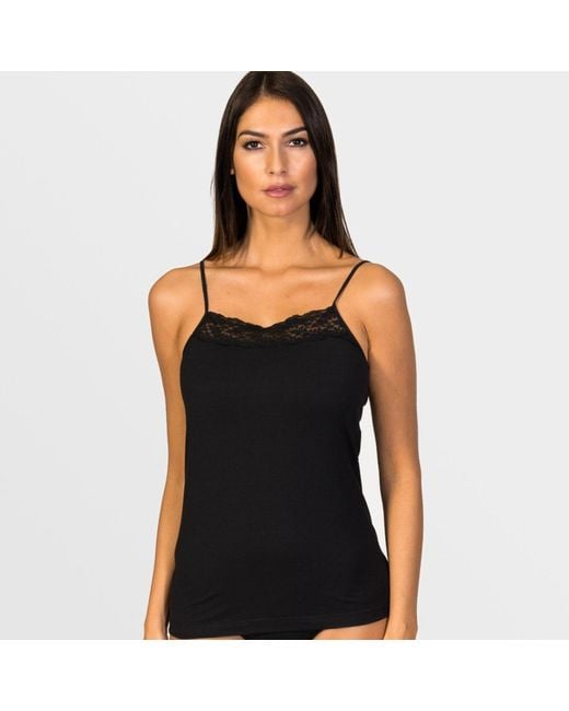 Zd - Zero Defects Black Afrodita Lace Spaghetti Top – Soy Fiber Softness & Elegance