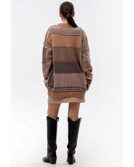 Maison Bogomil Brown Chunky Patchwork Sweater