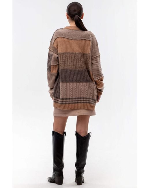 Maison Bogomil Brown Chunky Patchwork Sweater
